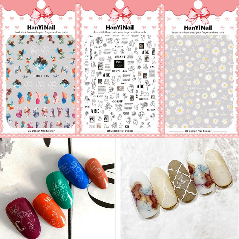 ins Nail Art Gradient Marble Style Decals Simple Art Abstract Line Drawing Portrait Nail Stickers ins Nail Art Gradient Marble Style Decals Simple Art Abstract Line Drawing Portrait Nail Stickers
