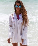 Белая одежда для защиты от солнца, шифоновый лонгслив, пляжное платье, купальник, нагрудник, куртка, свободный крой