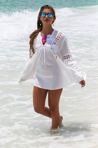 Белая одежда для защиты от солнца, шифоновый лонгслив, пляжное платье, купальник, нагрудник, куртка, свободный крой