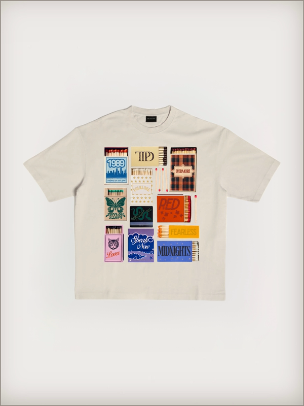 【Store Hot Item】Taylor Swift 11 Albums Matchbox Short Sleeve T-Shirt Niche Design Taylor Ttpd Merchandise