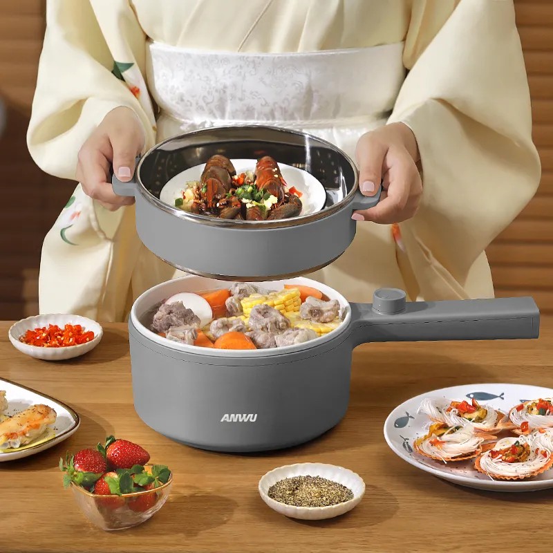 ANWU quick-cooking pot original export dormitory multi-functional household cooking noodles small electric hot pot annwoo quick-cooking pot
