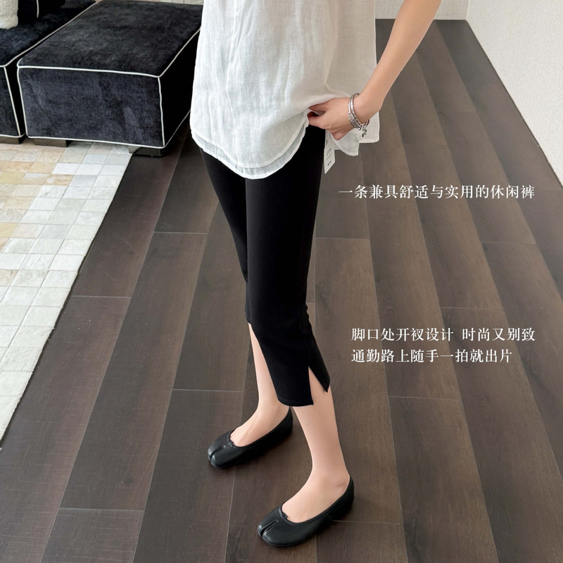 2026 Super Popular Capri Pants, Stretchy Slimming Mid-Length Pants for Women, Summer Side Slit Capri Seven-Point Pants, Slim Fit Leggings