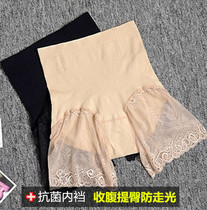High waist belly antibacterial underwear women Summer thin anti-light safety pants lace bottoming shorts three-point waist lift hip