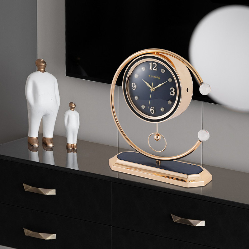 Desktop clock living room clock decoration table clock home simple modern light luxury pendulum clock desktop clock decoration sitting clock