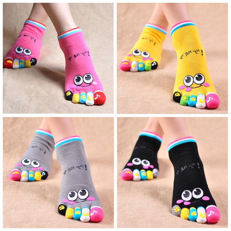 Special Offer: Various Styles of Short Mid-Cut Boat Socks, All-Cotton Five-Toe Socks for Women, Clearance Sale, Sweat-Absorbing Four-Pack Five-Toe Socks