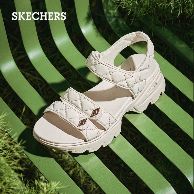 Skechers 2024 summer new women's shoes mecha sandals thick soles increased outer wear beach shoes