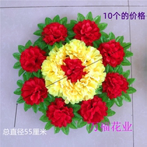 Qingming flower small wreath chrysanthemum wreath with leaves 50 garland flower plate silk flower cloth flower sacrificial manufacturer