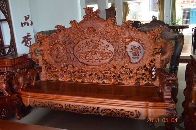 Gỗ hồng mộc Miến Điện Cửu Long Sofa Mã Lai trái cây lớn gỗ hồng mộc đồ nội thất gỗ gụ đặc biệt - Bộ đồ nội thất giường ngủ hiện đại cao cấp