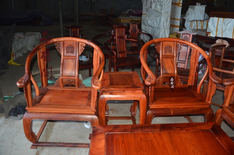 Gỗ hồng mộc lớn Gỗ hồng mộc Miến Điện cung ghế sofa tám mảnh sofa gỗ gụ sofa gỗ gụ nội thất đặc biệt - Bộ đồ nội thất nội thất thông minh
