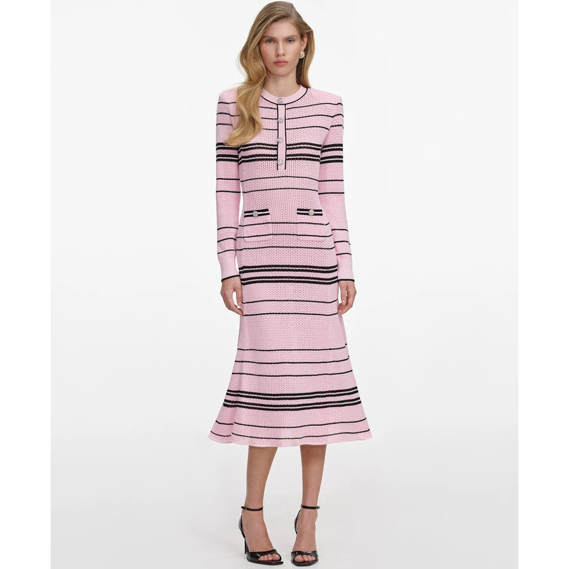 In Stock Selfsp Brand 2026 Spring French Sweet Striped Knit Dress for Women