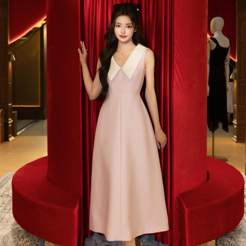 Curiel Sp2026 New Style Elegant Versatile Long Dress, Same Model as Bai Lu and Xu Ruohan, Hepburn-Style Party Dress