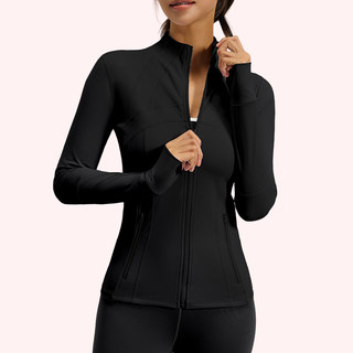Spring and Autumn New Yoga Jacket for Women, Slimming Patchwork Top, Breathable Elastic Pocket Running Sports Fitness Jacket