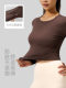 Slim Yoga T-shirt Women's Long Sleeve Threaded Tight Waist Slimming Fitness Sports T-Shirt Top