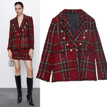 ZA home small fragrance fedora suit new womens Spanish plaid blazer female 08602417601