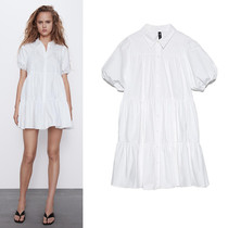 Spain single ZA export womens loose pajama style dress stitching short sleeve large skirt 02648202250