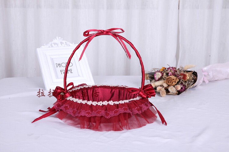 Big red all-inclusive cloth dance wedding red envelope flower girl bridesmaid sprinkle flowers flower basket wedding dance party decoration