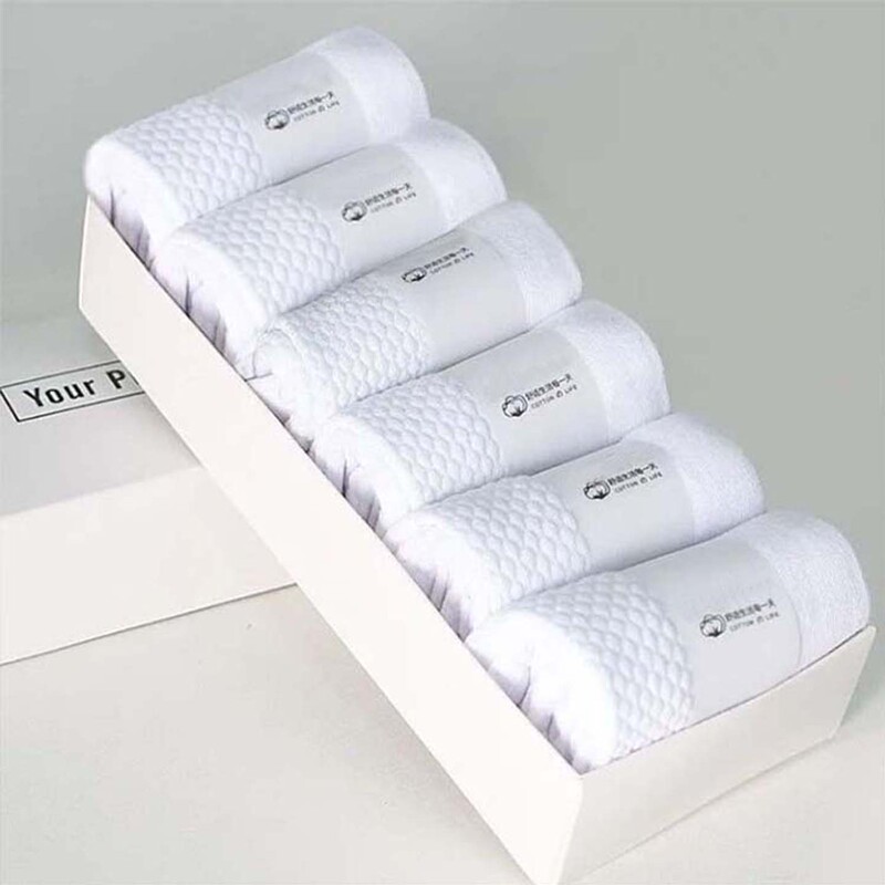 Boxed Pure White Socks Men's Cotton Mid-Calf Socks Pure Cotton Socks Moisture-Wicking Autumn and Winter Thick Massage Sole Long Socks