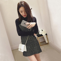 2020 autumn and winter women long sleeve hat dress autumn and winter long large size a fake two piece hip base skirt