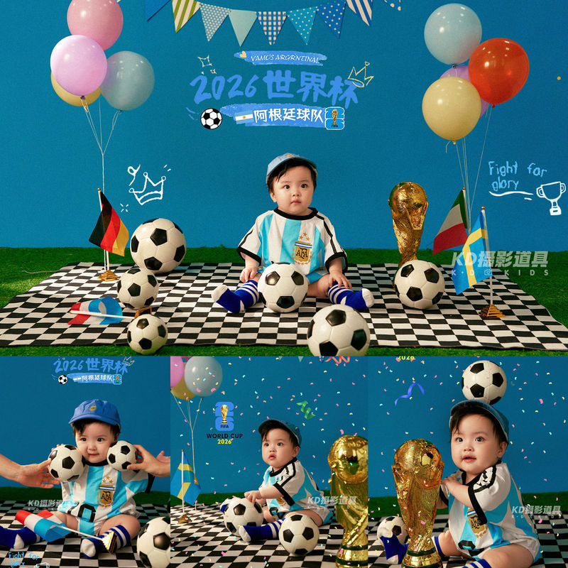 Children's Football-Themed Clothing Argentina Team Uniform World Cup 2026 Photo Studio Outfit Baby Infant Children's Football-Themed Clothing Argentina Team Uniform World Cup 2026 Photo Studio Outfit Baby Infant