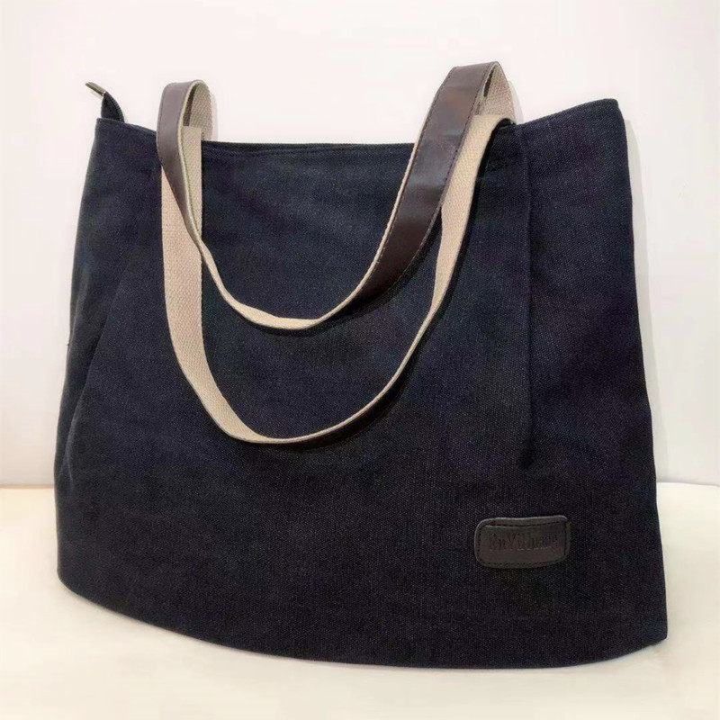 Canvas bag female simple medium and large bag casual ins shoulder handbag large capacity shopping bag Korean version tote bag
