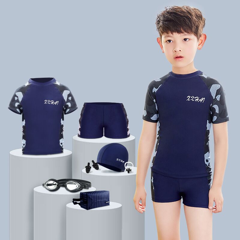 Children's swimsuit set Boys teen boys swimming trunks Students CUHK Children's sub-temperature spring sunscreen Swimming quick-drying