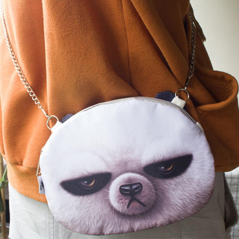 Ipanda cute national treasure panda expression chain bag slanting cross shoulder bag out backpack girl gift