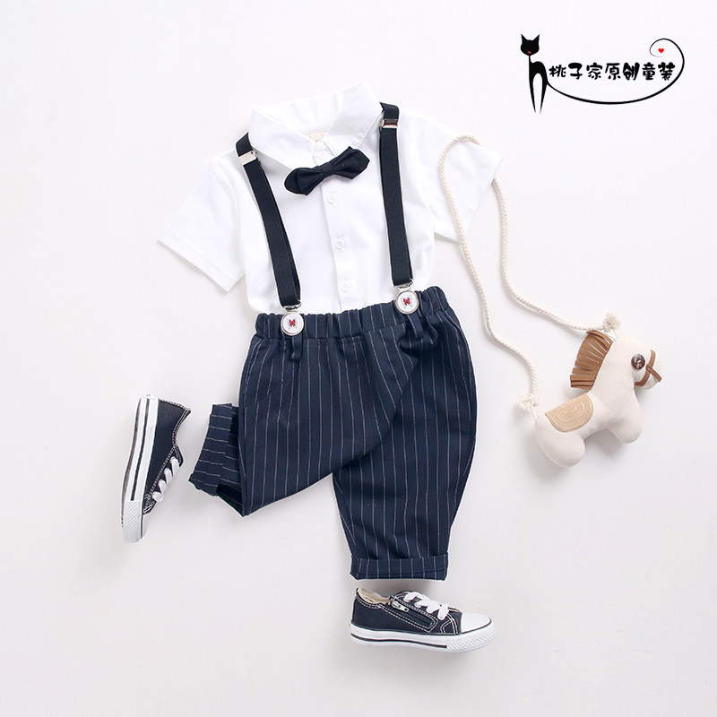 Little suit boy age baby dress boy Summer children's Summer children's little suit British wind flower child wedding tide