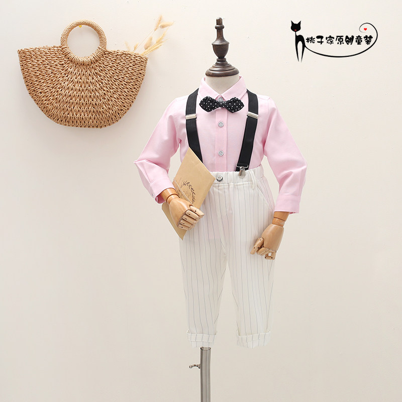 Baby boy one-year-old small suit dress baby birthday dress children spring and autumn summer Western style British suit flower girl wedding