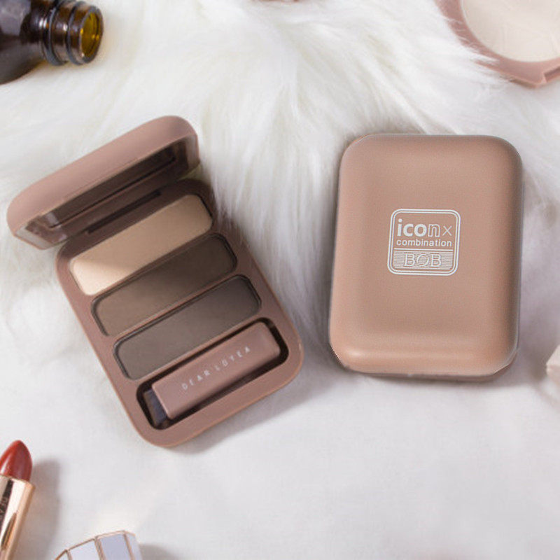 Three-color eyebrow powder for female beginners waterproof and sweat-proof non-marking long-lasting natural eyebrow pencil nose shadow highlight three-in-one