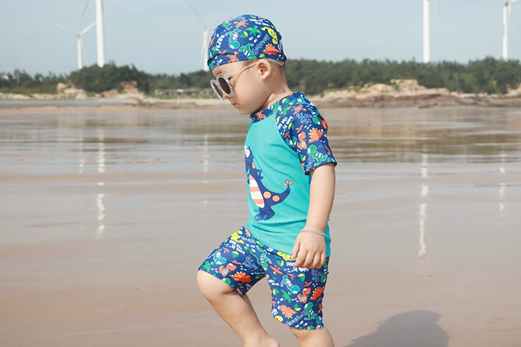 Đồ bơi trẻ em Hàn Quốc Bé trai bé trai Nhỏ vừa Lớn Khủng long trẻ em Chia nhanh phơi khô Áo tắm nóng mùa xuân Quần short bơi - Bộ đồ bơi của Kid
