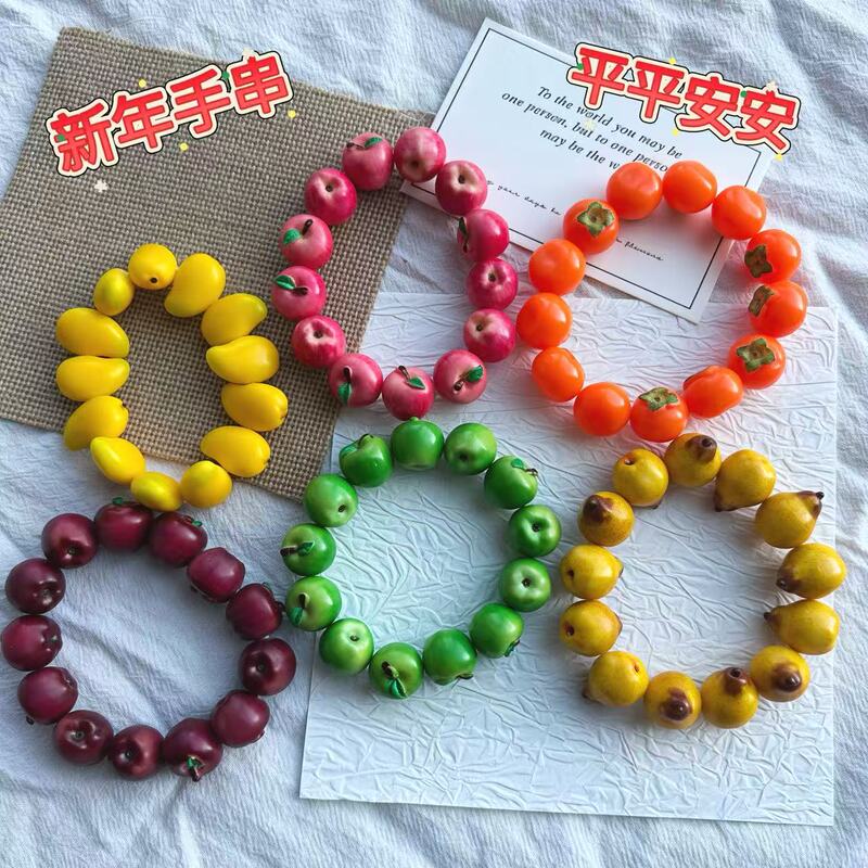 New Year Apple Bracelet ins Cute Fruit-Shaped Bracelet Colorful Imitation Fruit Bracelet Personalized Creative Jewelry