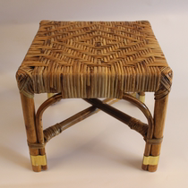 Pure handmade rattan woven square stool low stool Household shoe change small stool Tea machine stool Adult childrens home stool