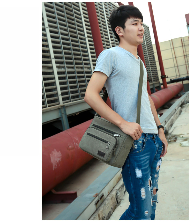 Phiên bản tiếng Hàn của túi vải máy tính bảng mới Túi đeo chéo nam chéo Vai dung lượng lớn Túi Messenger nam túi xách balo da