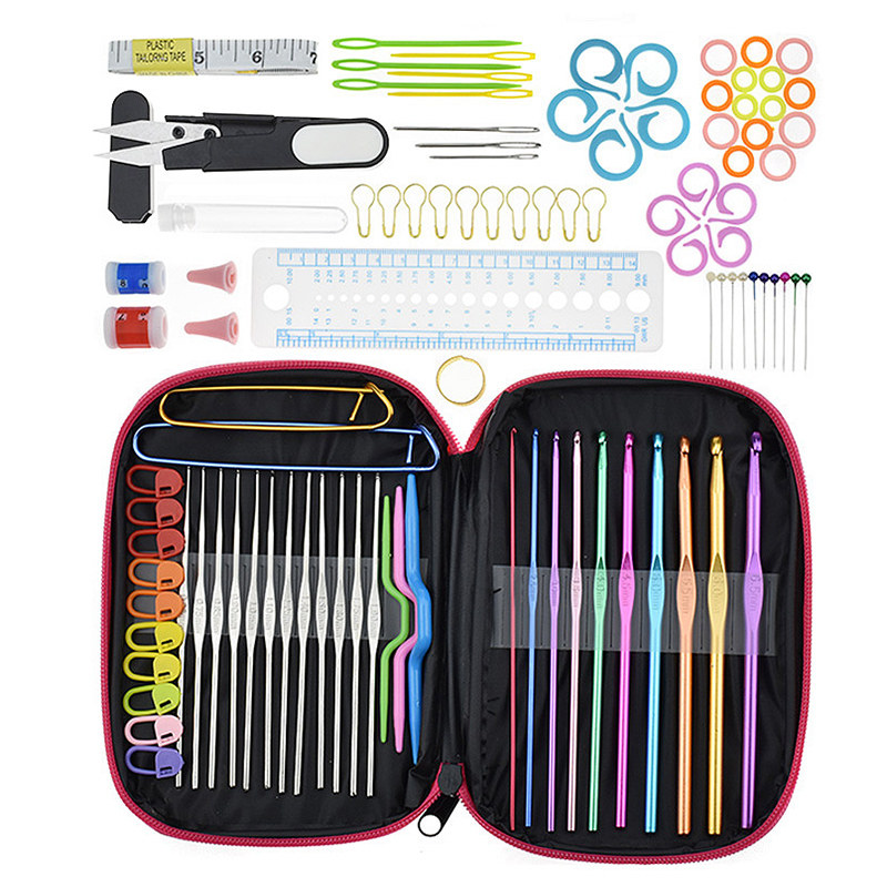 Crochet Tool Kit Hook Needle Tool DIY Material Bag Handknitted Wool Wire Bag Doll Lace Crochet Hook Needle