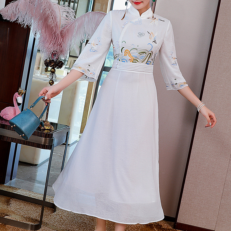 Qipao 2021 New China Wind Improvement Han Elements Summer Clothing Art Women Dress Up Slim Retro Foreign Dress