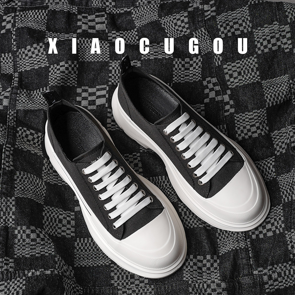 Small Vinegar Home ~ Mckun Small White Shoes Cloth Shoes Lovers Thick Bottom Shoes Heightening Casual Shoes Letters Old Daddy Shoe Tide 100 hitch 