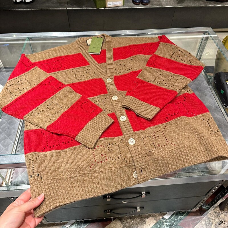 Gucci/Gucci's New Classic Embroidered Letter Stripe Color-Blocked Single-Breasted Sweater Cardigan for Men and Women