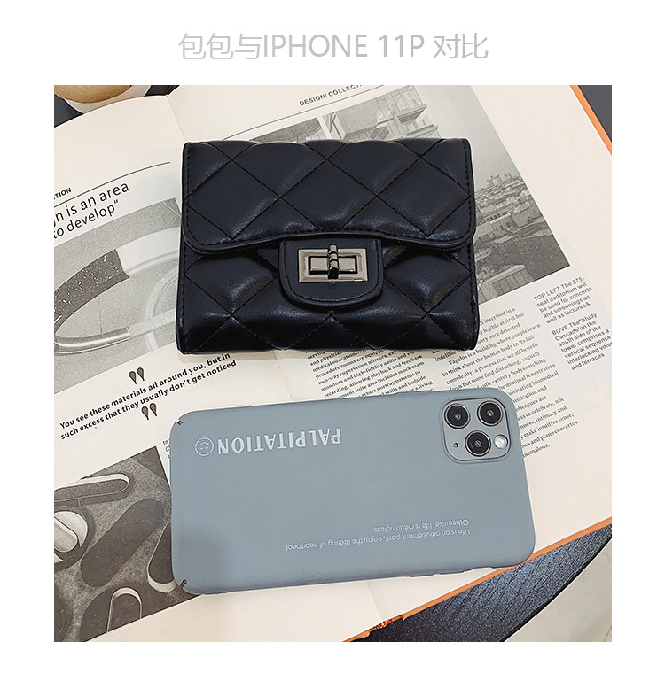 бумажник 钱包女2024新款时尚百搭韩版菱格短款手拿包三折多卡位可爱钱夹潮 29534