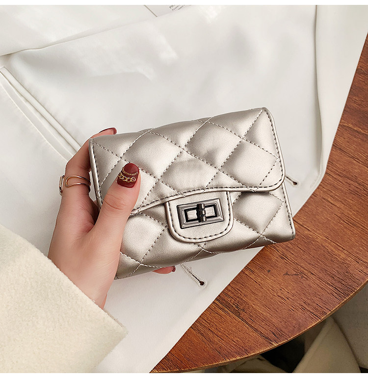 бумажник 钱包女2024新款时尚百搭韩版菱格短款手拿包三折多卡位可爱钱夹潮 29534