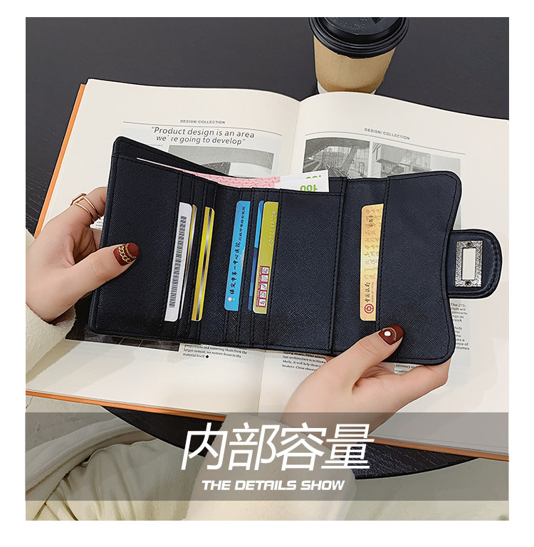 бумажник 钱包女2024新款时尚百搭韩版菱格短款手拿包三折多卡位可爱钱夹潮 29534