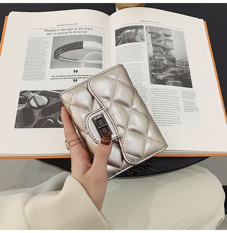 бумажник 钱包女2024新款时尚百搭韩版菱格短款手拿包三折多卡位可爱钱夹潮 29534