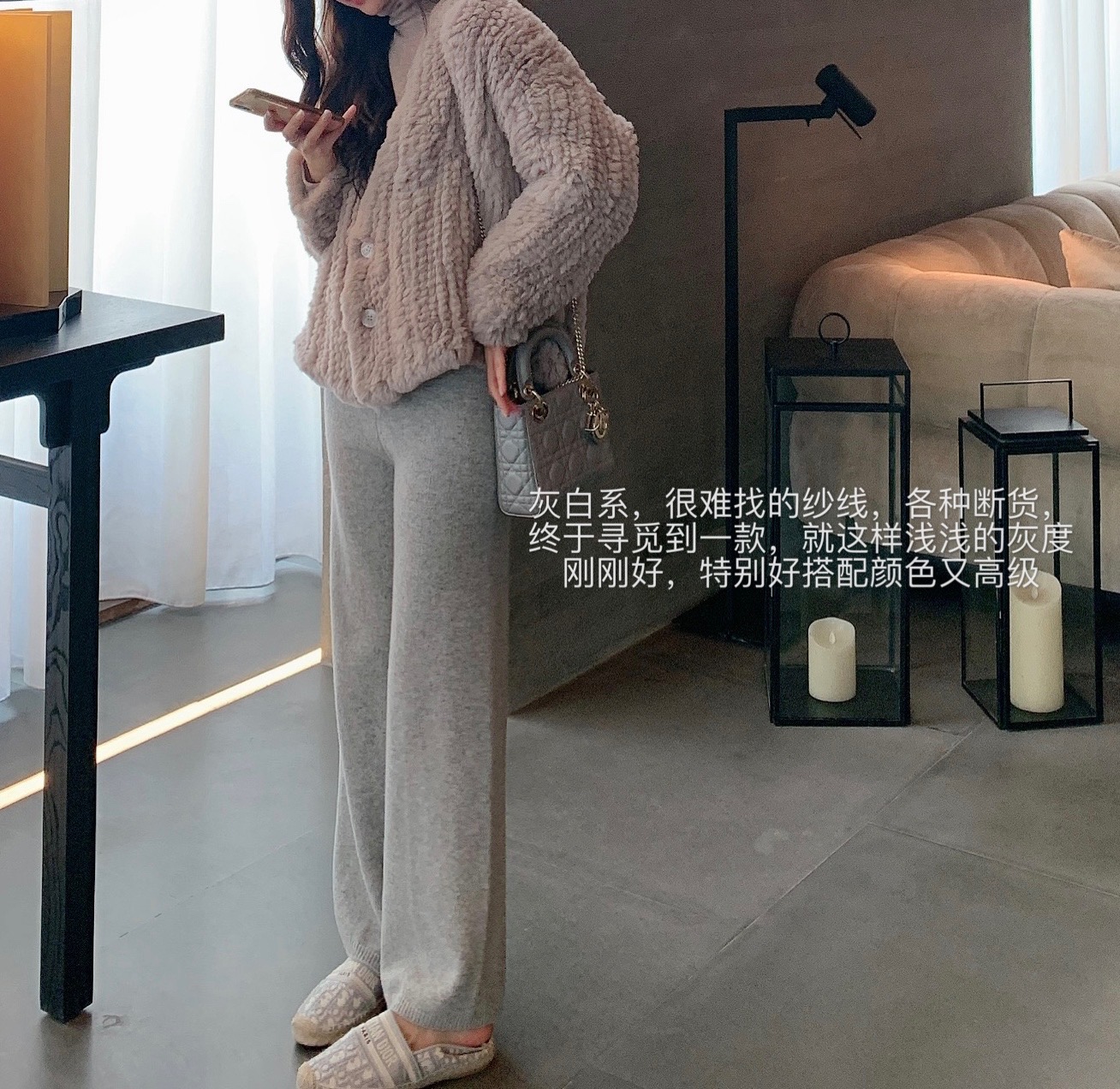 Zhao Boni Merino wool wool wool pants female autumn and winter new slim and leisure nine - point pants