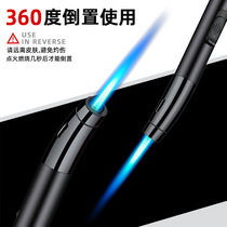 Cross-border metal windproof direct spray gun Personalized kitchen baking blue flame inflatable metal cigar lighter