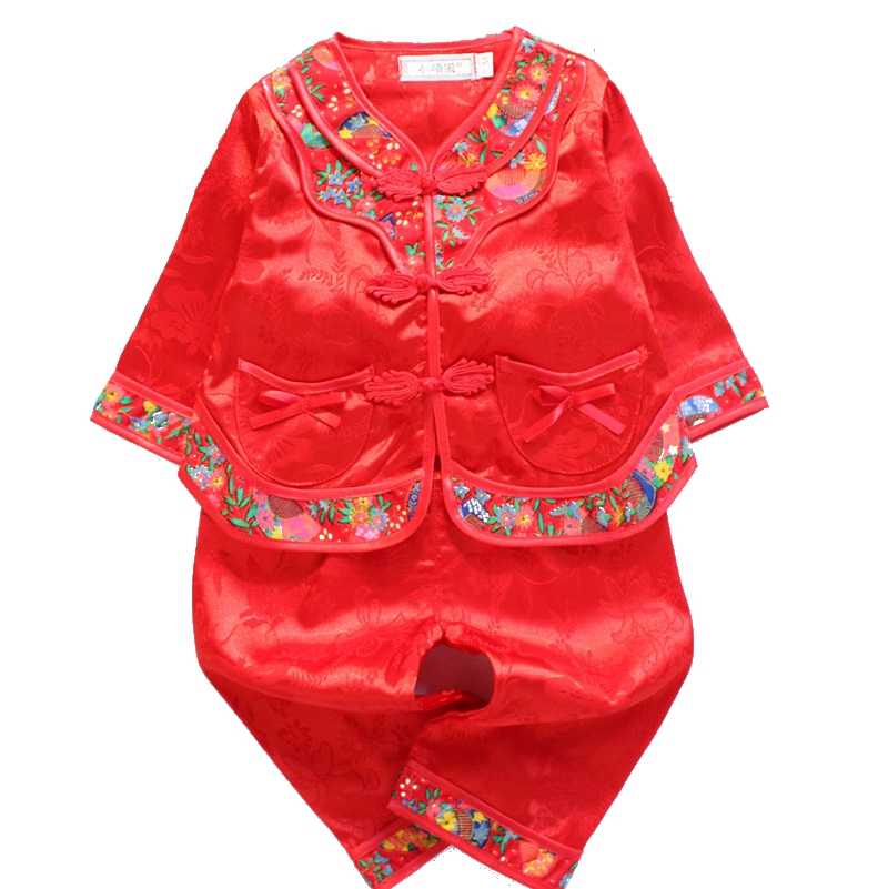 nghiền hoa bộ 100 ngày lễ hội áo trẻ sơ sinh Trung Quốc phong cách cổ trẻ em bé gái của Tang váy 2020