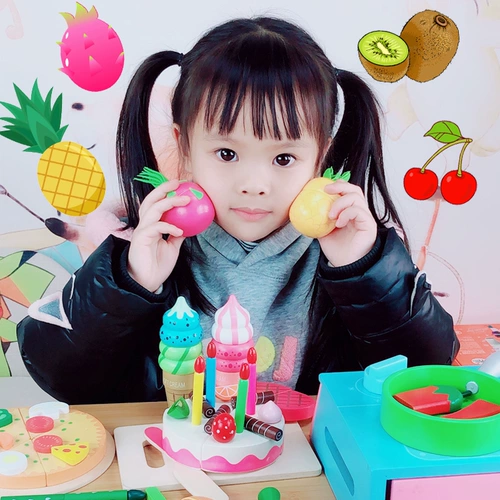 Детская игрушка, деревянный комплект для разрезания, реалистичная семейная плита для мальчиков и девочек