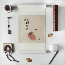 (Miyi) Handwritten hand-painted calligraphy calligraphy painting decorative painting scroll Zen hanging painting good Persimmon vertical painting axis authentic