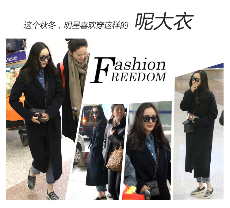 Áo khoác len nữ dài phần phiên bản Hàn Quốc 2018 mới phổ biến Hepburn gió lỏng áo len cashmere màu đen thủy triều mẫu áo dạ ngắn đẹp 2021