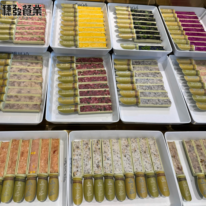 Bamboo Shrimp Paste Mold, Bamboo Tube, Bamboo Spoon, Special Cooking Container for Hot Pot, Melamine Tableware, Shrimp Paste Set for Making Meatballs Bamboo Shrimp Paste Mold, Bamboo Tube, Bamboo Spoon, Special Cooking Container for Hot Pot, Melamine Tableware, Shrimp Paste Set for Making Meatballs