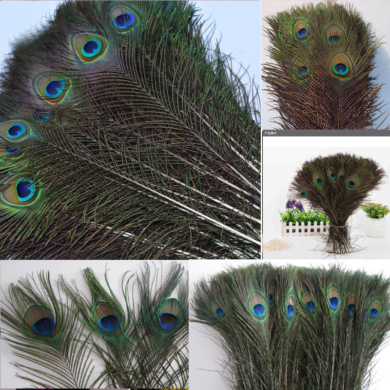 Pure natural peacock feathers 25-130cm tail big eyes DIY jewelry decoration vase wedding feather accessories