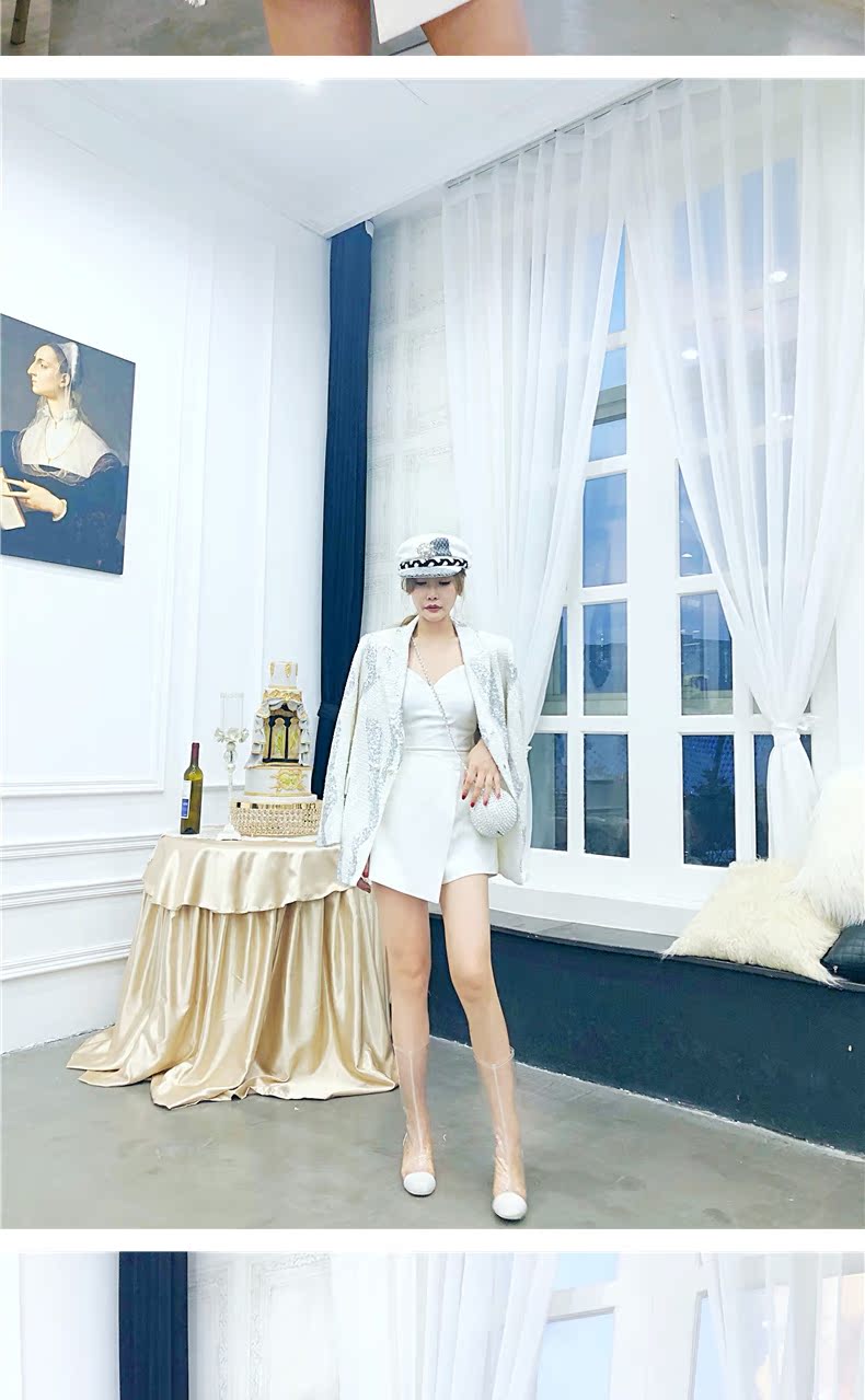 Trung Quốc sang trọng 2018 thu đông mới đính sequin hạt nặng công nghiệp trắng dài phần eo thon phù hợp với nữ phù hợp với size lớn mẫu áo khoác nữ đẹp 2021